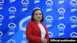 Аида Касымалиева, Жогорку Кеңештин вице-спикери, «Биримдик» партиясынын депутаттыкка талапкери.