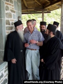 Принц Чарльз в монастирі Симонопетра на Святій Горі Афон