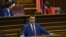 Armenia - Labor and Social Affairs Minister Artem Asatrian speaks during parliament debates in Yerevan on the Armenian government's controversial pension reform, 10May2016.