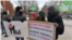 A protest held in support of Memorial in Yekaterinburg in 2021