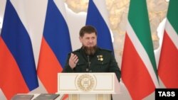 Рамзан Кадыров во время инаугурации в Грозном