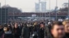 Protesters block traffic on a highway in Belgrade on December 4.
