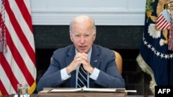 U.S. President Joe Biden speaks at the White House on May 31. 