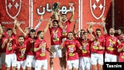 شادی بازیکنان تیم پرسپولیس پس از کسب پانزدهمین جام