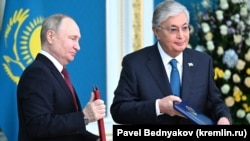 Визит президента России Владимира Путина в Казахстан 9 ноября 2023 года. Путин встретился в Астане с казахстанским коллегой Касым-Жомартом Токаевым 
