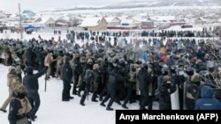 Столкновения с полицией в день вынесения приговора активисту Фаилю Алсынову, Баймак, 17 января 2024 года