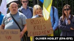 An anti-Russian protest in Brussels in June