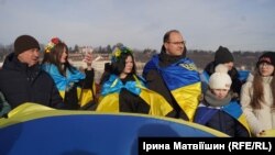 Українці у День соборності України в Чехії. Прага, 21 січня 2023 року