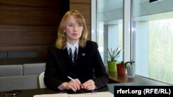 Олена Шуляк, народна депутатка України, голова партії «Слуга народу» під час інтерв'ю, квітень 2024 року