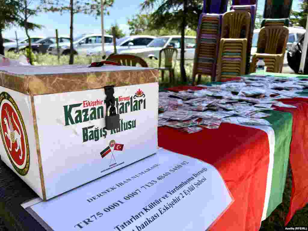 Күңеле киң булучылар татар җәмәгать эшләре тукталып калмасын өчен сәдака да бирә ала иде. Аның өчен махсус акча сандыгы куелган иде. Кем тели онлайн да җибәрә ала.