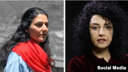 نرگس محمدی (راست) و گلرخ ایرایی به دلیل نگارش مقاله در خصوص همایش «گفتگو برای نجات ایران» از ملاقات حضوری محروم شده‌اند