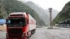 Russia - An Armenia commercial truck passes through the Russian-Georgian border crossing at Upper Lars, June 21, 2023: 