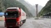 RUSSIA - An Armenian commercial truck passes through the Russian-Georgian border crossing at Upper Lars, June 21, 2023.