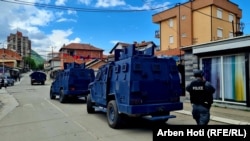 Kosovar police in North Mitrovica.