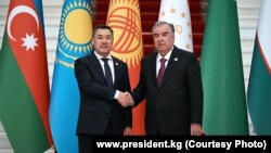 Садыр Жапаров менен Эмомали Рахмон. Дүйшөмбү шаары. 14-сентябрь, 2023.