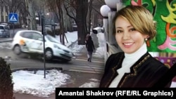 Коллаж. Маркум Миргүл Айткулованы 30-январда Бишкектеги көчөлөрдүн бириндеги жөө жүргүнчүлөр тилкесинен машине коюп кеткен.