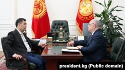 Президент Садыр Жапаровдун Каныбек Осмоналиевди кабыл алган учуру. 20-апрель, 2022-жыл.