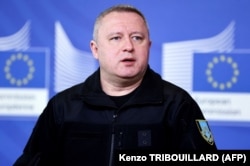 Генеральний прокурор України Андрій Костін на пресконференції у Брюсселі, 17 лютого 2023 року