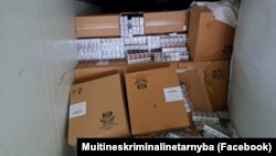 Ілюстрацыйнае фота. Затрыманая ў Літве буйная партыя кантрабандных беларускіх цыгарэт на 3,7 млн эўра, верасень 2023 году. 