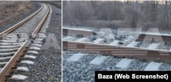 Baza Rusiye Telegram kanalınıñ Bağçasaray rayonında zarar körgen demiryolnıñ fotoresimi, 2023 senesi fevralniñ 23-ü