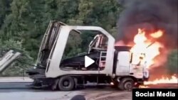 Скриншот с видео, заснятого очевидцами ДТП, 22 июля 2023 г.