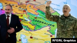 الهام علی‌یف (راست)، رئیس‌جمهور آذربایجان و نیکول پاشینیان، نخست‌وزیر ارمنستان