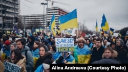 Українці на акції на підтримку України у Берліні, Німеччина, 26 грудня, 2023 року 