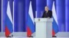 Russian President Vladimir Putin gives his annual address to the national legislature on February 21. 