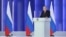 Russian President Vladimir Putin gives his annual address to the national legislature on February 21. 