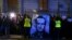 Demonstrators hold a portrait of Russian opposition leader Aleksei Navalny during a rally in front of the Russian Embassy in Warsaw on February 16. 