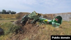 Armenia - The wreckage of an Armenian military training plane crashed near Yeghvard on July 19, 2024.