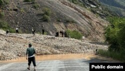 Бишкек-Ош автожолунун 364-чакырымындагы сел жүргөн жер. 23-июнь. 2024-жыл.