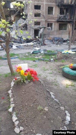 Могила Едвіна Кауфмана на подвір’ї. Фото з особистого архіву родини