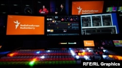 Azat Ýewropa/Azatlyk Radiosynyň studiolarynyň birinde düşürilen surat. Arhiwden alyndy.