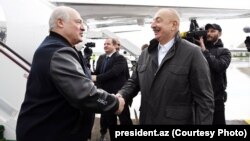 Բելառուսի և Ադրբեջանի նախագահներ Ալեքսանդր Լուկաշենկոն և Իլհամ Ալիևը Ֆիզուլիում, 17-ը մայիսի, 2024թ.