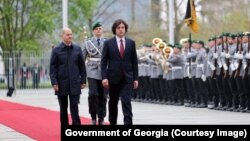 Գերմանիայի կանցլեր Օլաֆ Շոլցը Բեռլինում ընդունում է Վրաստանի վարչապետ Իրակլի Կոբախիձեին, 12-ը ապրիլի, 2024թ.
