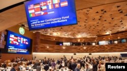 Delegati na 77. skupštini Svjetske zdravstvene organizacije na sastanku u Ženevi, Švajcarska, 27. mart 2024. 