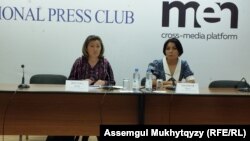 Журналист Инга Иманбай және құқық қорғаушы Анар Ыбыраева. Астана, 10 мамыр 2023 жыл.