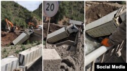 Миң-Куш айылында сайга түшүп кеткен автоунаа. Сүрөт социалдык тармактардан алынды.