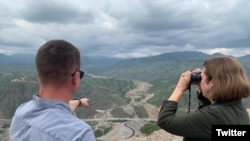 Armenia - U.S. Ambassador Kristina Kvien (right) visits Syunik province, June 8, 2023.