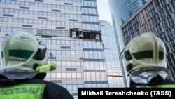 Бізнес-центр «Москва-Сіті» після влучання дрона, липень 2023 року