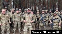 Бойцы чеченского полка «Ахмат-Россия» Минобороны РФ. Скриншот с видео в телеграм-канале главы Чечни Рамзана Кадырова, 24 марта 2024 года