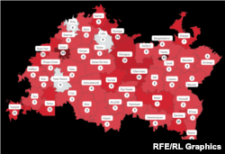 Украинадагы сугышта Татарстаннан үлүчеләр саны, районнарга карап, 24 февраль 2023