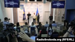 Генпрокурор України Андрій Костін (зліва) та Прокурор Міжнародного кримінального суду Карім Хан. Київ, 14 вересня 2023 року