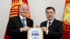 FIFA President Gianni Infantino and Kyrgyz President Kyrgyz President Sadyr Japarov in Bishkek on May 5. 
