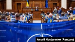 Генеральний секретар НАТО Єнс Столтенберґ під час виступу у Верховній Раді України. Київ, 29 квітня 2024 року