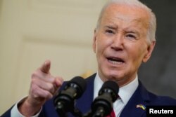 Джо Байден під час брифінгу у Білому домі щодо підписання закону про допомогу Україні. США, 24 квітня 2024 року