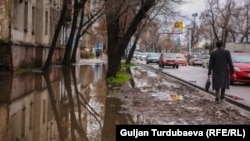 Одна из улиц в центре Бишкека. Март 2023 года. 