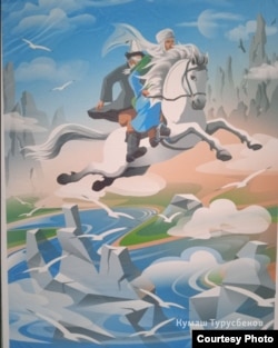 Кумаш Турусбековдун акын Алыкул Осмоновдун "Толубай сынчы" поэмасы боюнча тарткан сүрөттөрүнүн бири.