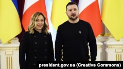 Президент України Володимир Зеленський і прем’єр-міністр Італії Джорджа Мелоні. Київ, 24 лютого 2024 року